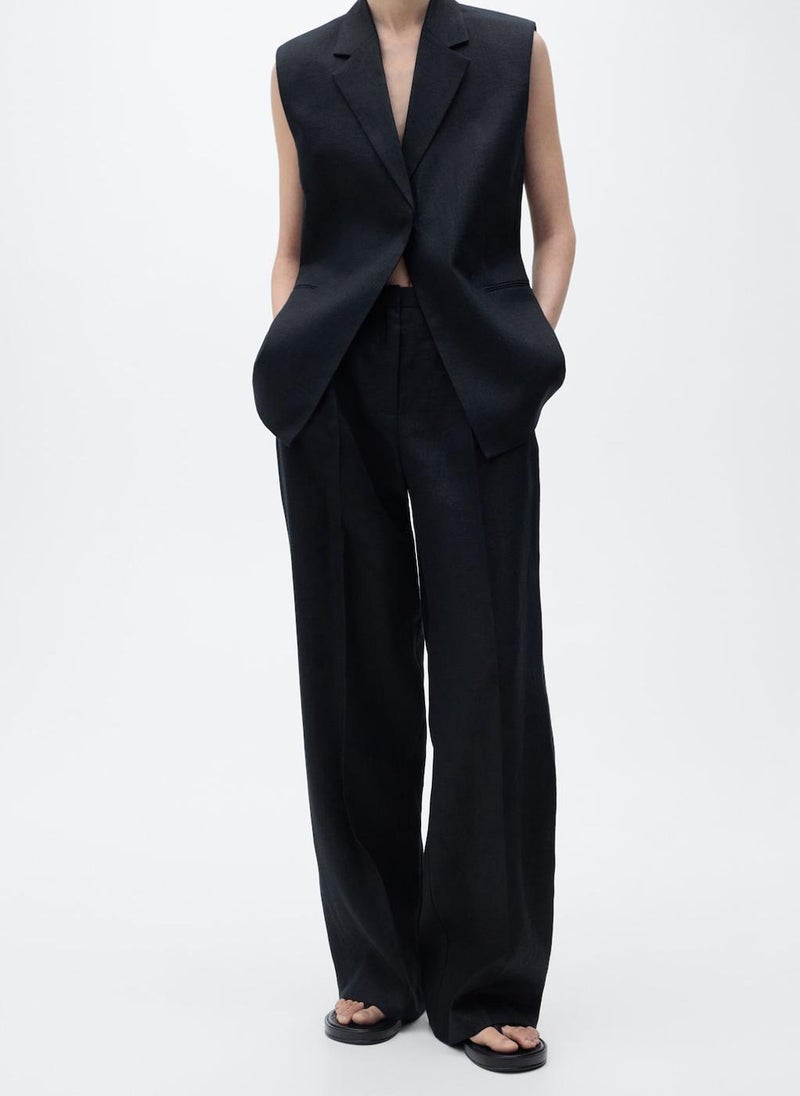 Straight-Fit Linen Suit Trousers