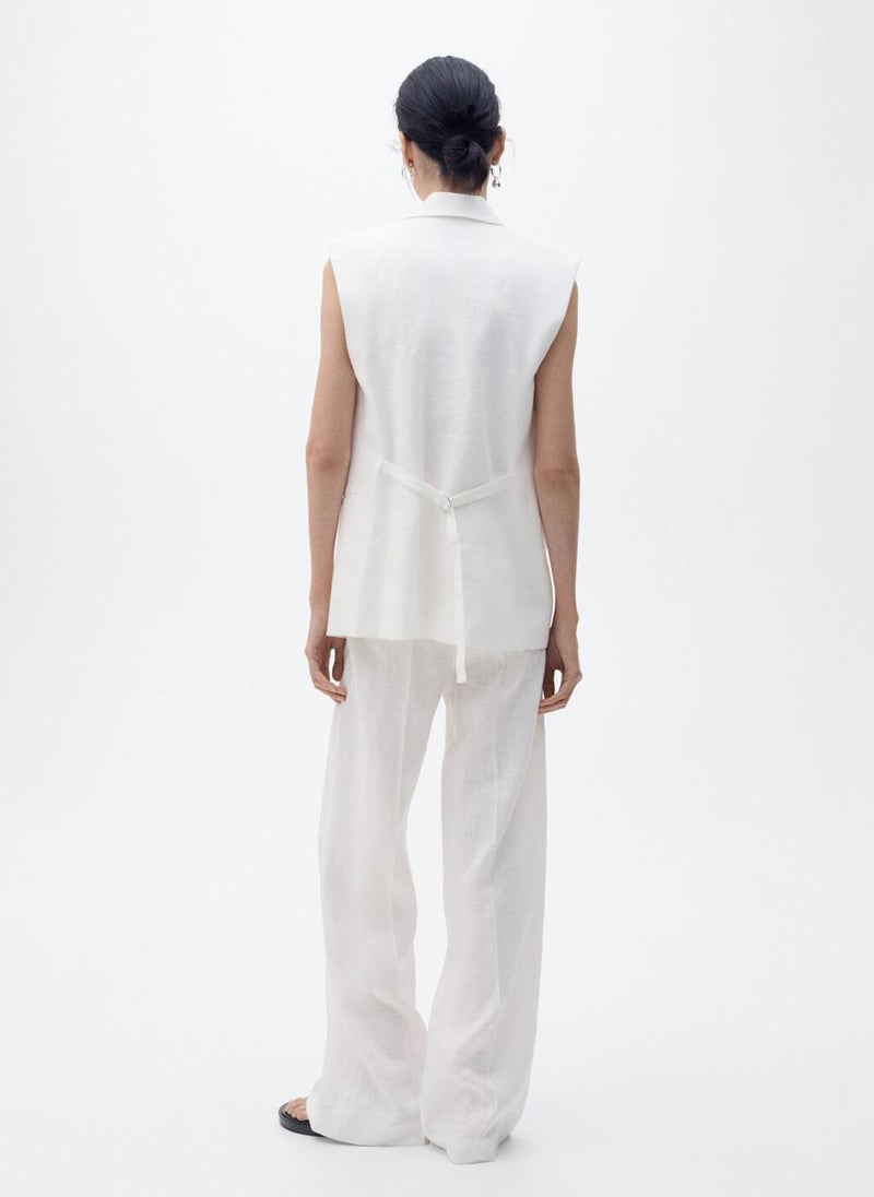 Straight-Fit Linen Suit Trousers