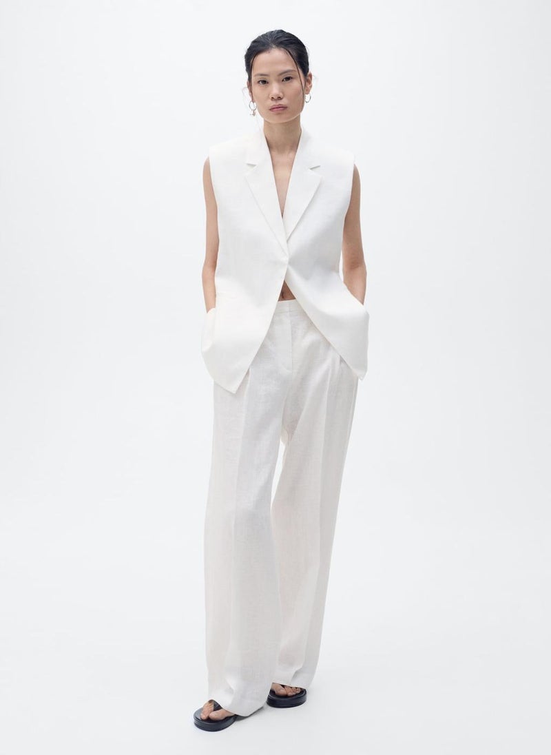 Straight-Fit Linen Suit Trousers