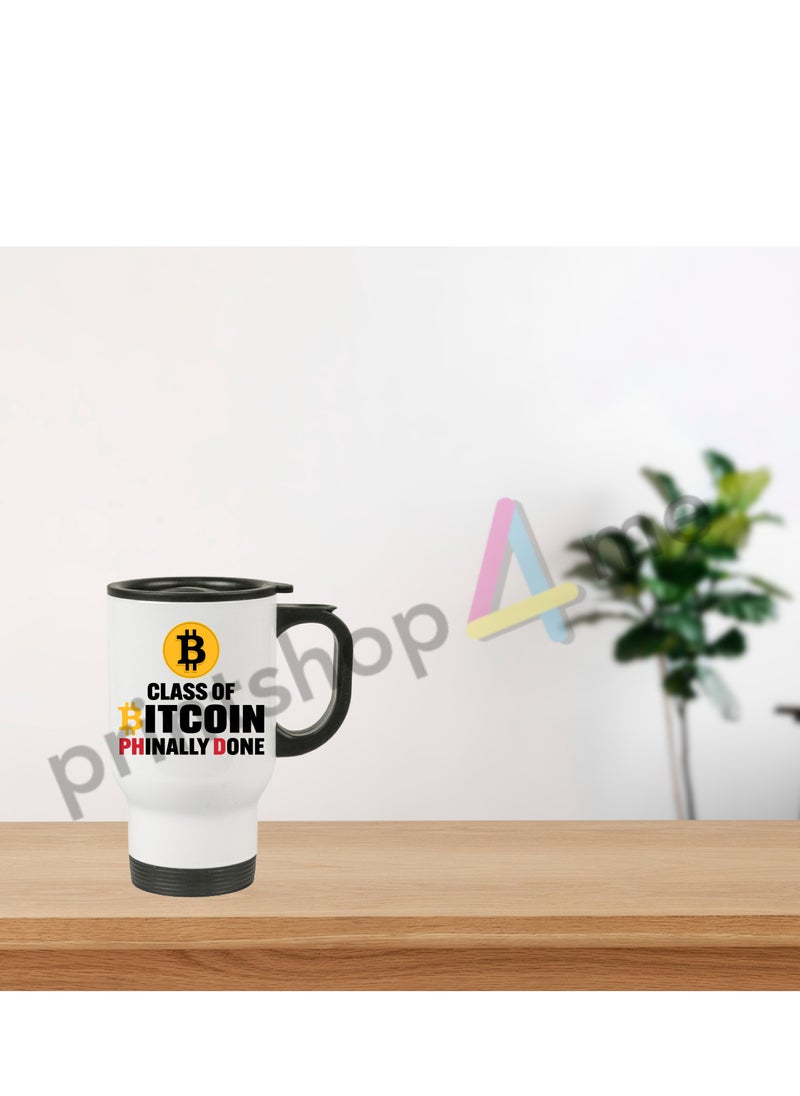 Crypto Currency Bitcoin Travel Mug for Bitcoin lovers and Traders (Design 7)
