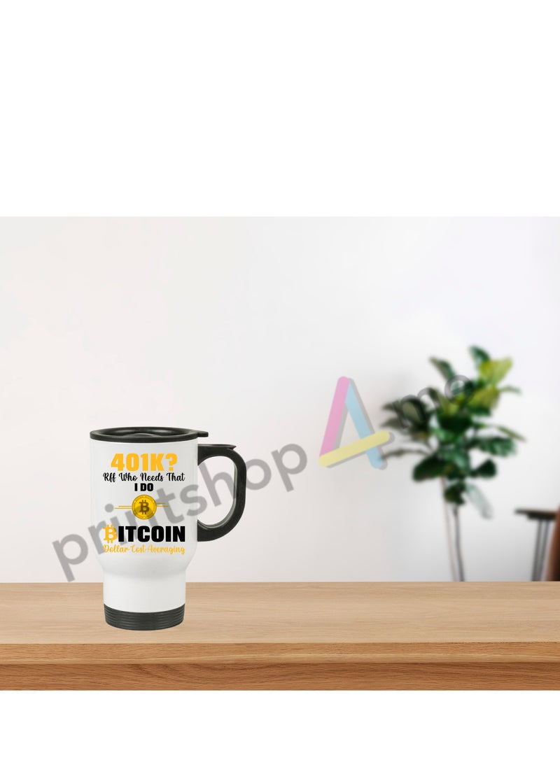 Crypto Currency Bitcoin Travel Mug for Bitcoin lovers and Traders Design 1