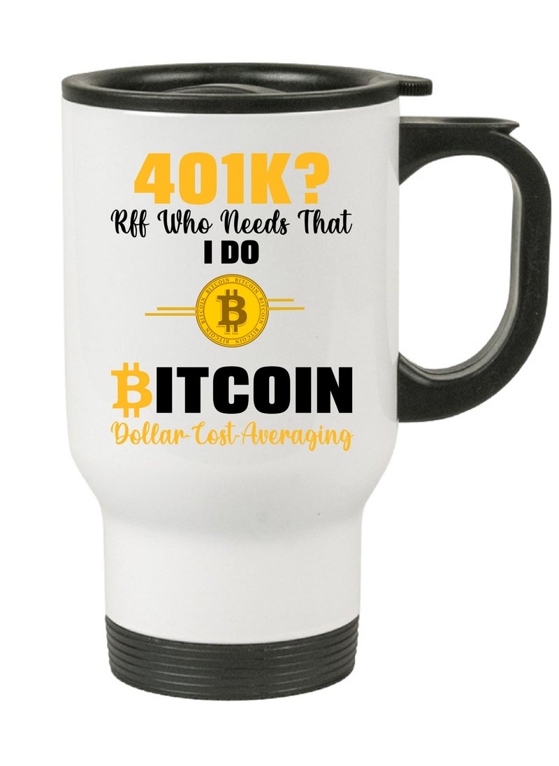 Crypto Currency Bitcoin Travel Mug for Bitcoin lovers and Traders Design 1