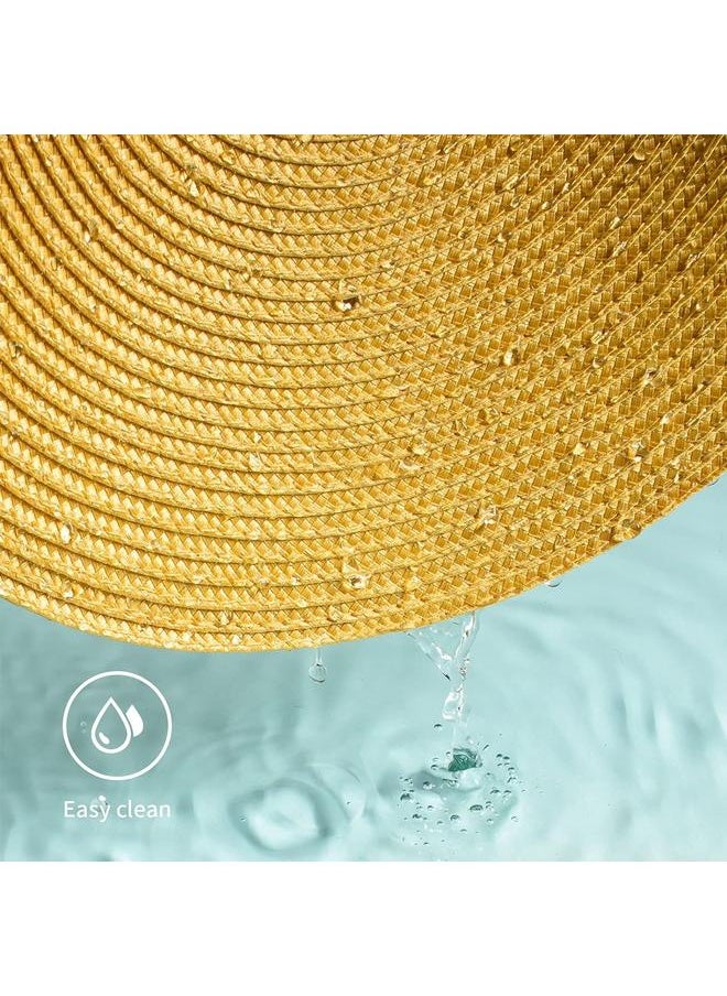 Round Placemats Set of 4 Table Mats for Dining Tables Washable Non-Slip Place mats 15 Inch Indoor Outdoor Use(Yellow, 4pcs)