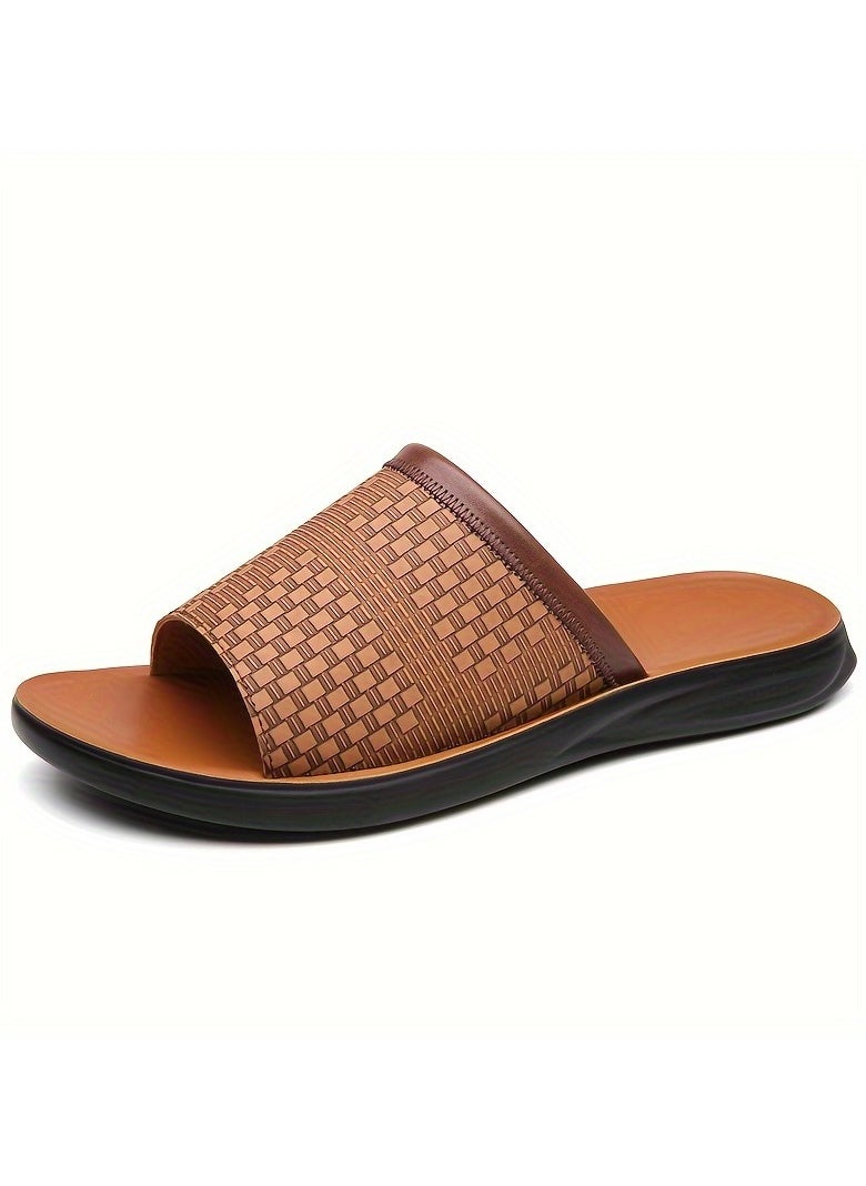 Men's Sleek Thin Design Slippers, Non Slip Comfortable Sandals for Indoor and Outdoor Use