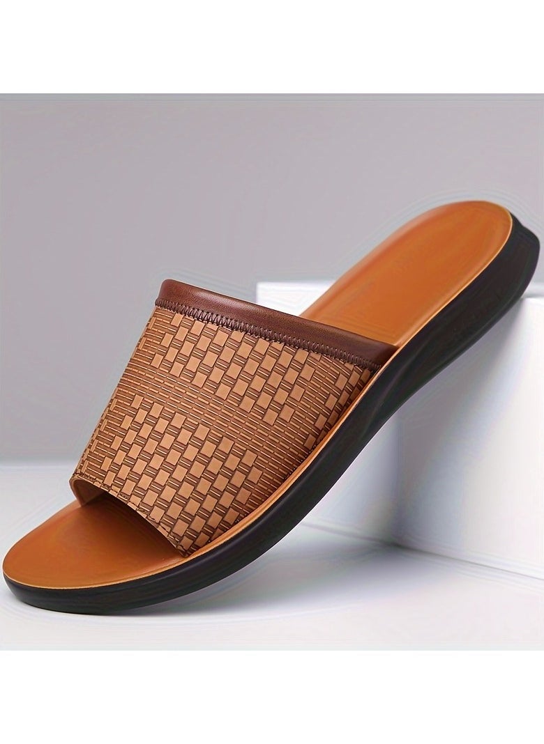 Men's Sleek Thin Design Slippers, Non Slip Comfortable Sandals for Indoor and Outdoor Use