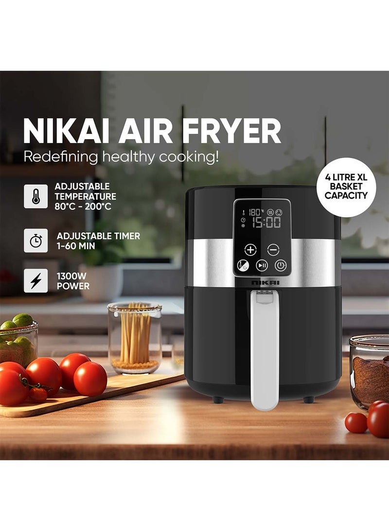 Air Fryer, Touch Panel, Led Display, Xl Size Non-Stick Basket, 1-60-Min Timer, Temp Control, Effortless Cleaning, No-Oil Healthy Frying Grilling Roasting And Baking 4.2 L 1520 W NAF388D3 Black