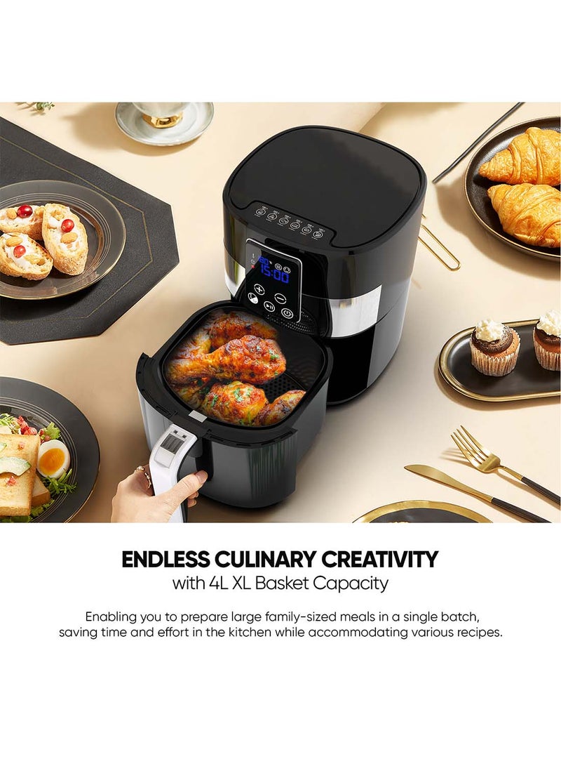Air Fryer, Touch Panel, Led Display, Xl Size Non-Stick Basket, 1-60-Min Timer, Temp Control, Effortless Cleaning, No-Oil Healthy Frying Grilling Roasting And Baking 4.2 L 1520 W NAF388D3 Black