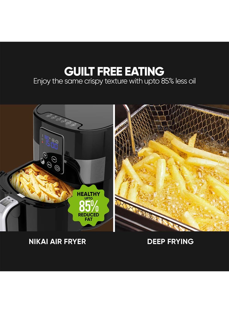 Air Fryer, Touch Panel, Led Display, Xl Size Non-Stick Basket, 1-60-Min Timer, Temp Control, Effortless Cleaning, No-Oil Healthy Frying Grilling Roasting And Baking 4.2 L 1520 W NAF388D3 Black