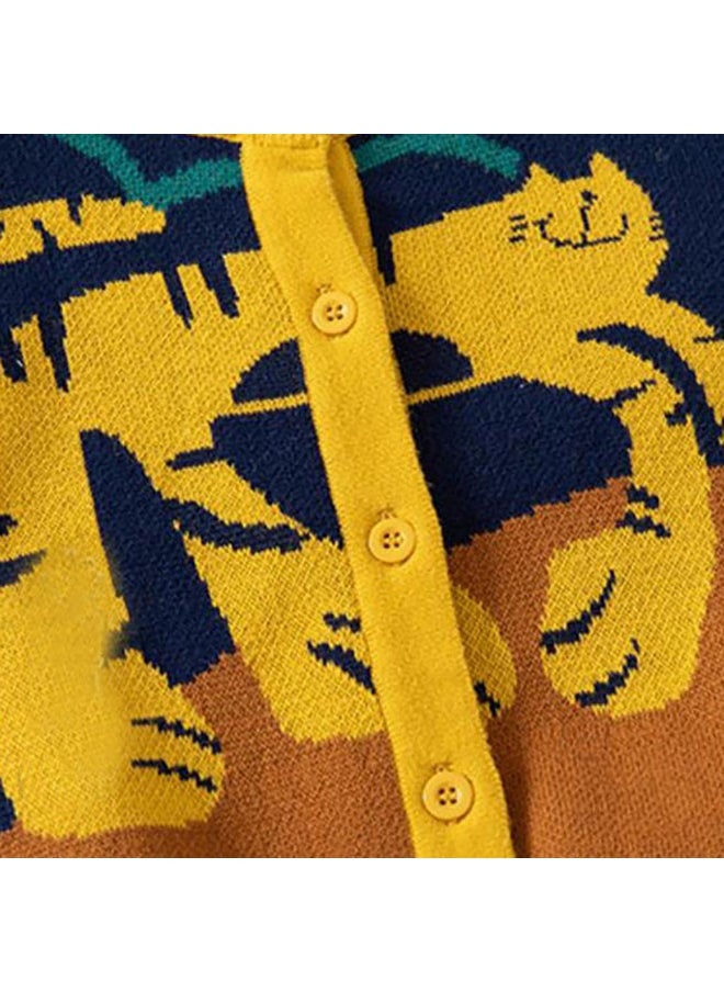Blue & Orange In the Wild Theme Cardigan/Warmer/Sweater for Toddlers & Kids