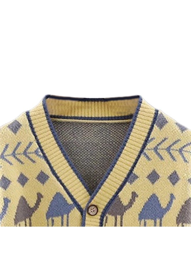 Kids Yellow Camel Troop, Cardigan V neck Sweater