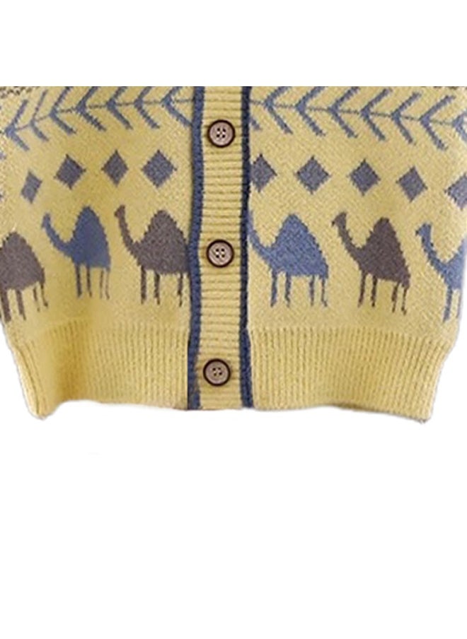 Kids Yellow Camel Troop, Cardigan V neck Sweater