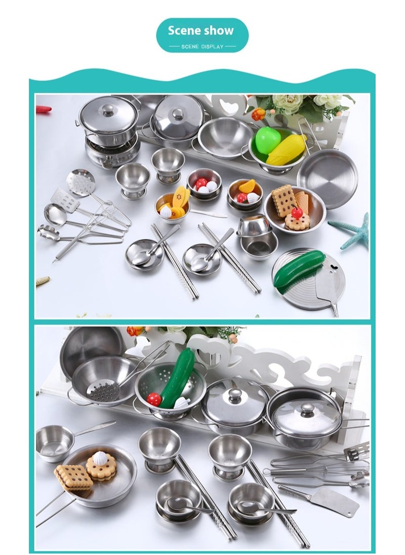 Kitchenware Cookware Cooking Toys 16 Pcs Stainless Steel Pretend Play Kitchen Toys Mini Model Children Kids Pot Pan