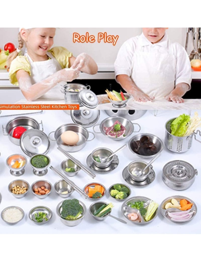 Kitchenware Cookware Cooking Toys 16 Pcs Stainless Steel Pretend Play Kitchen Toys Mini Model Children Kids Pot Pan