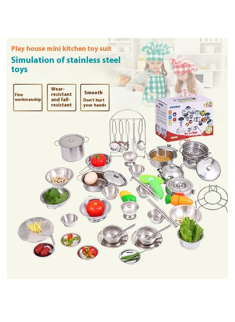 Kitchenware Cookware Cooking Toys 16 Pcs Stainless Steel Pretend Play Kitchen Toys Mini Model Children Kids Pot Pan