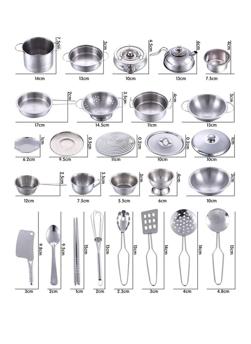 Kitchenware Cookware Cooking Toys 16 Pcs Stainless Steel Pretend Play Kitchen Toys Mini Model Children Kids Pot Pan