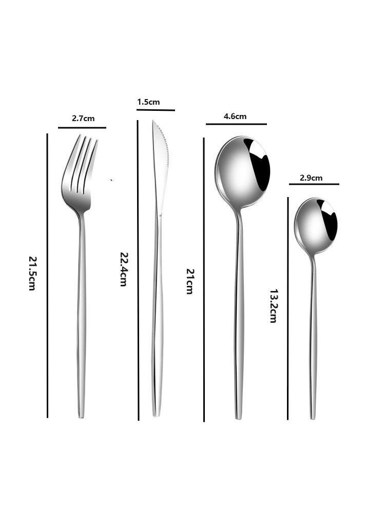 30-Piece Knife Fork Spoon Full Set Silver