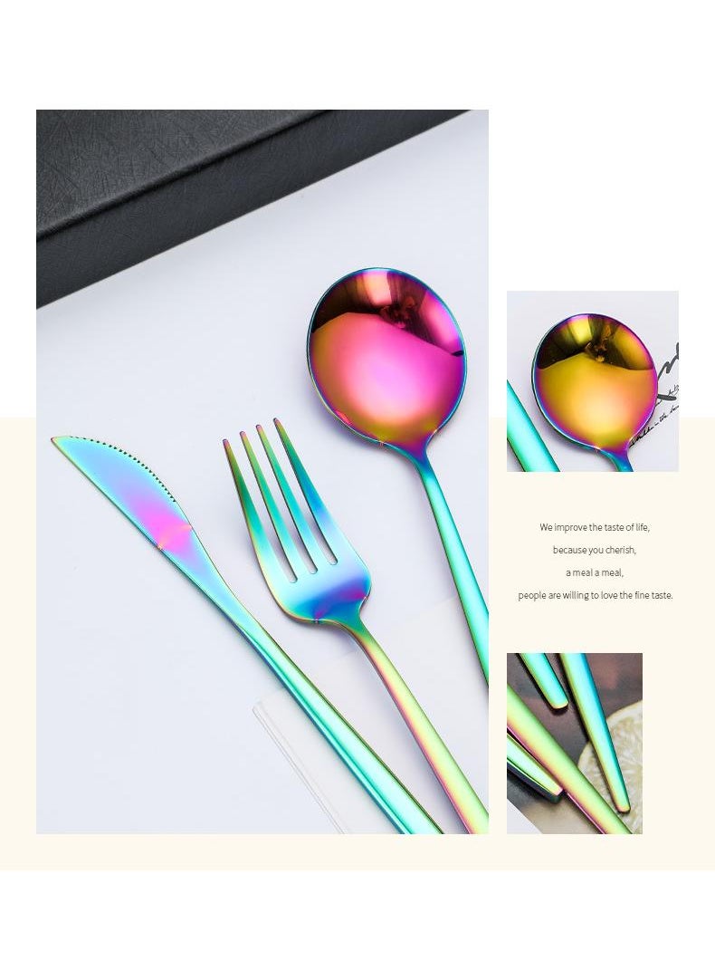 30-Piece Knife Fork Spoon Full Set Multicolour