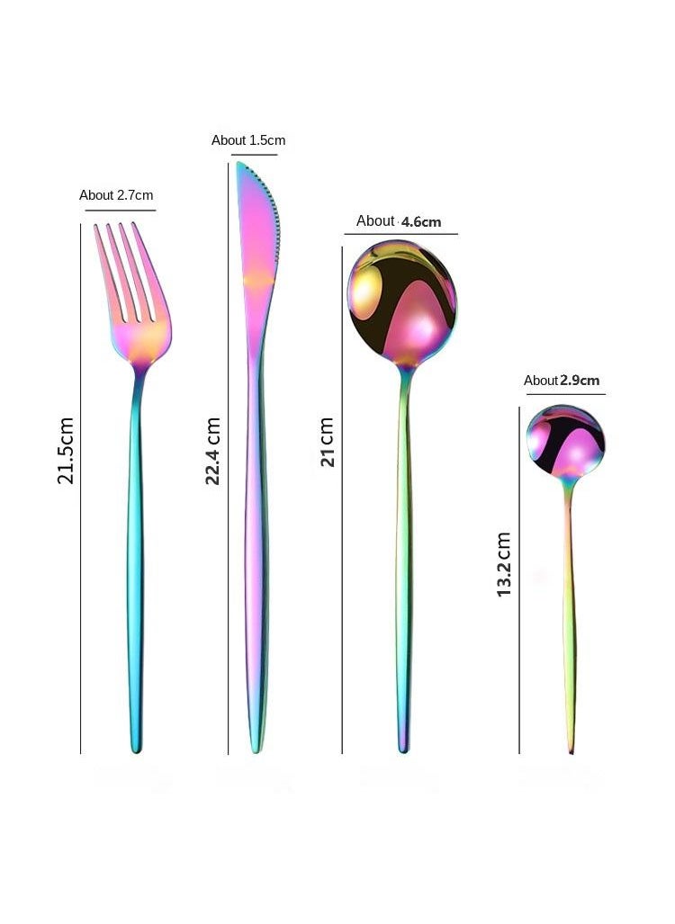 30-Piece Knife Fork Spoon Full Set Multicolour