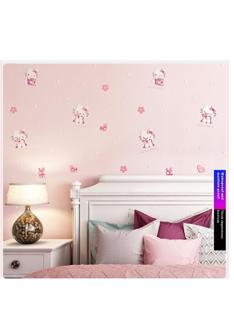 Hello Kitty Design Thicken Waterproof Self-Adhesive Wallpaper For Kids Room 0.53*9.5 Meters