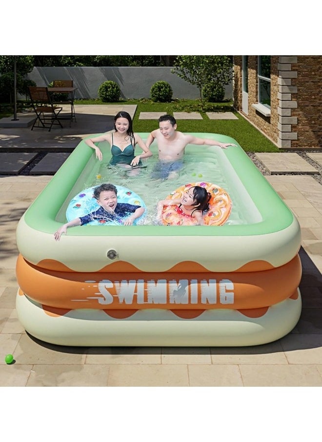 Inflatable Swimming Pool,Family Sized Inflatable Pool, Easy Setup Inflatable Pool,Inflatable Castle Water Park,Summer Water Party (2.1Meters)