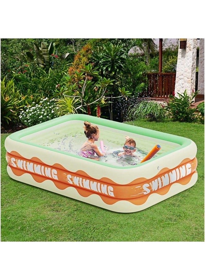 Inflatable Swimming Pool,Family Sized Inflatable Pool, Easy Setup Inflatable Pool,Inflatable Castle Water Park,Summer Water Party (2.1Meters)