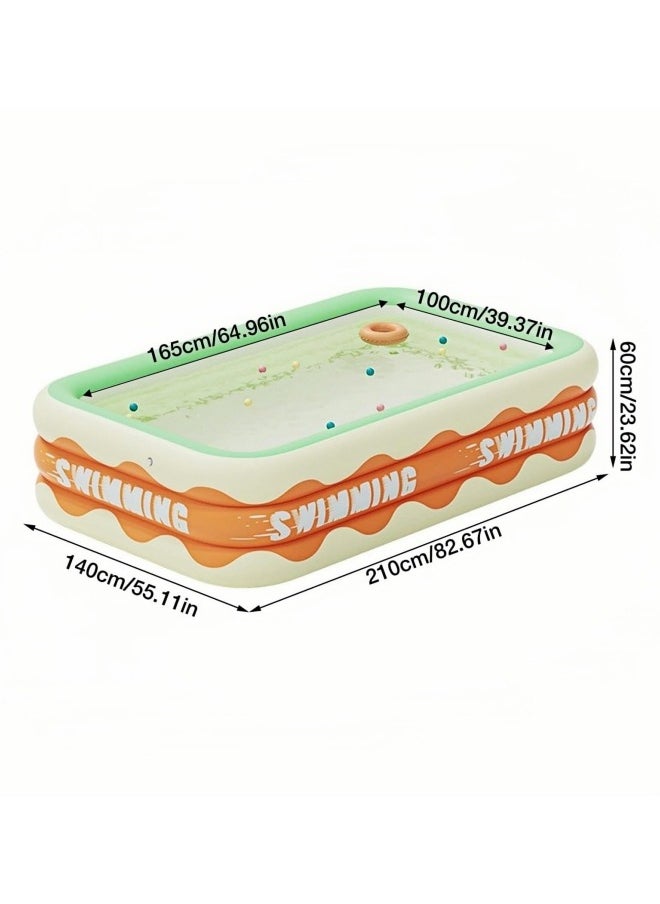 Inflatable Swimming Pool,Family Sized Inflatable Pool, Easy Setup Inflatable Pool,Inflatable Castle Water Park,Summer Water Party (2.1Meters)