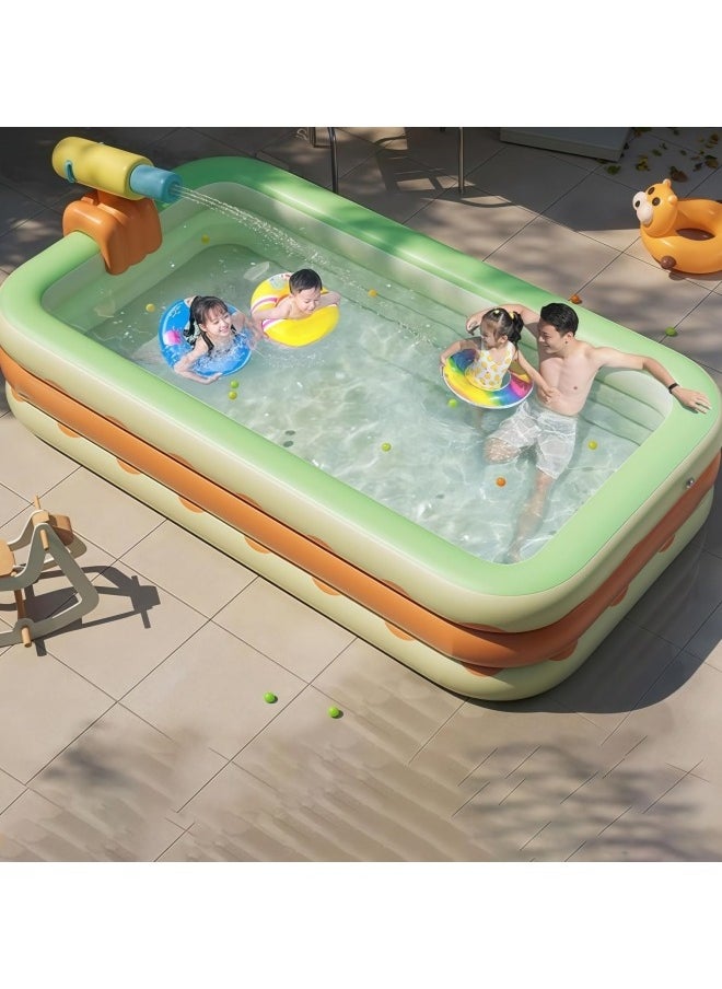 Inflatable Swimming Pool,Family Sized Inflatable Pool, Easy Setup Inflatable Pool,Inflatable Castle Water Park,Summer Water Party (2.1Meters)