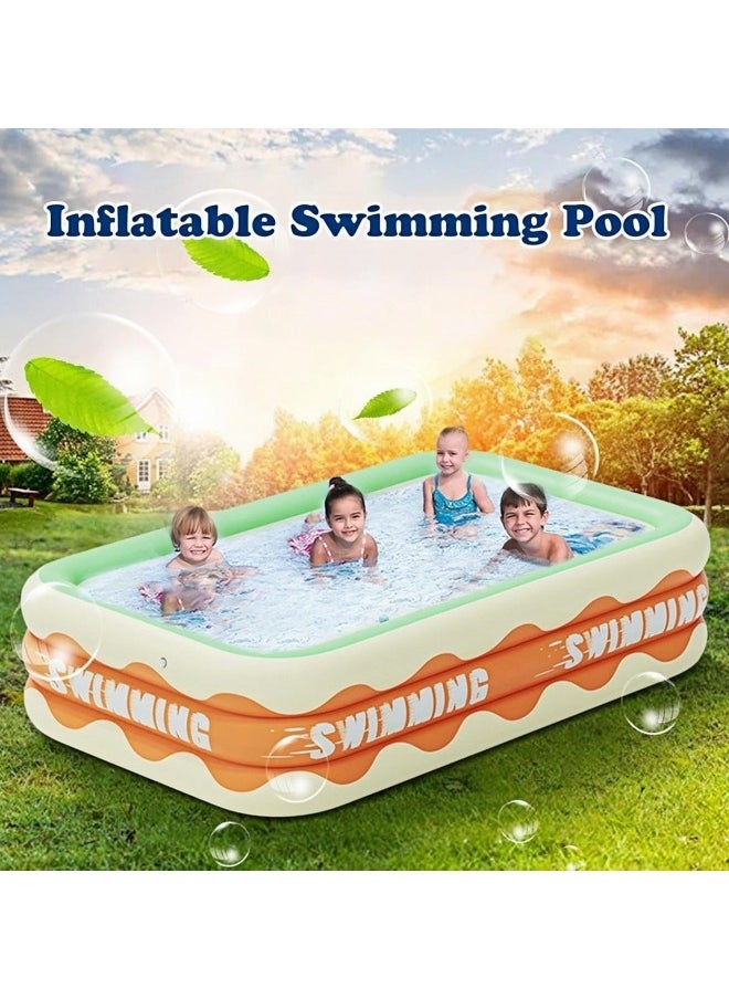 Inflatable Swimming Pool,Family Sized Inflatable Pool, Easy Setup Inflatable Pool,Inflatable Castle Water Park,Summer Water Party (2.1Meters)