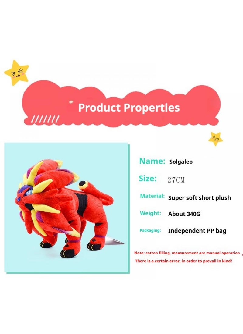 1-Piece Pocket Monsters Figure Solgaleo Plush Toys For Kids And Adults Great Birthday Gift For Boys And Girls 27cm