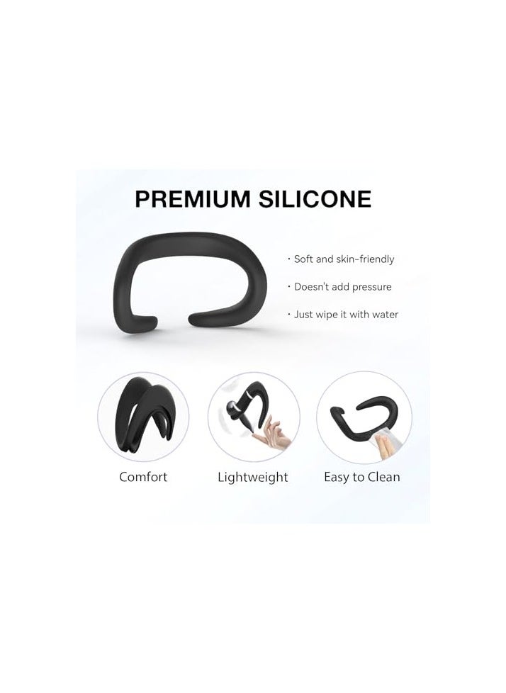 VR Silicone Face Cover for quest 3 Headset Accessories, VR Face Cushion Pad Mask for Quest 3 Headset (Black)