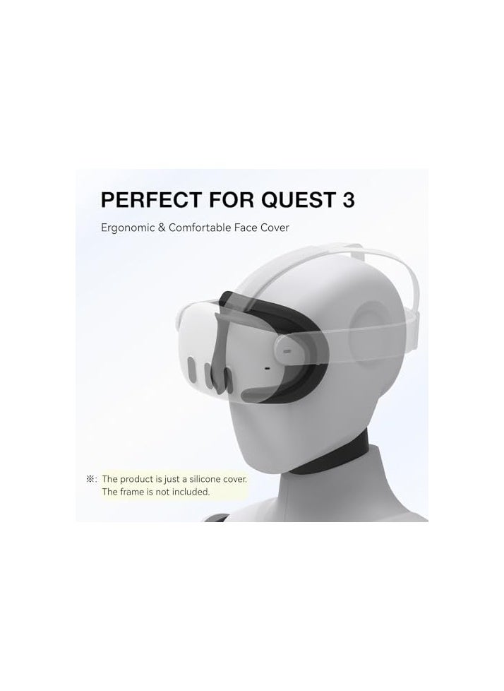 VR Silicone Face Cover for quest 3 Headset Accessories, VR Face Cushion Pad Mask for Quest 3 Headset (Black)