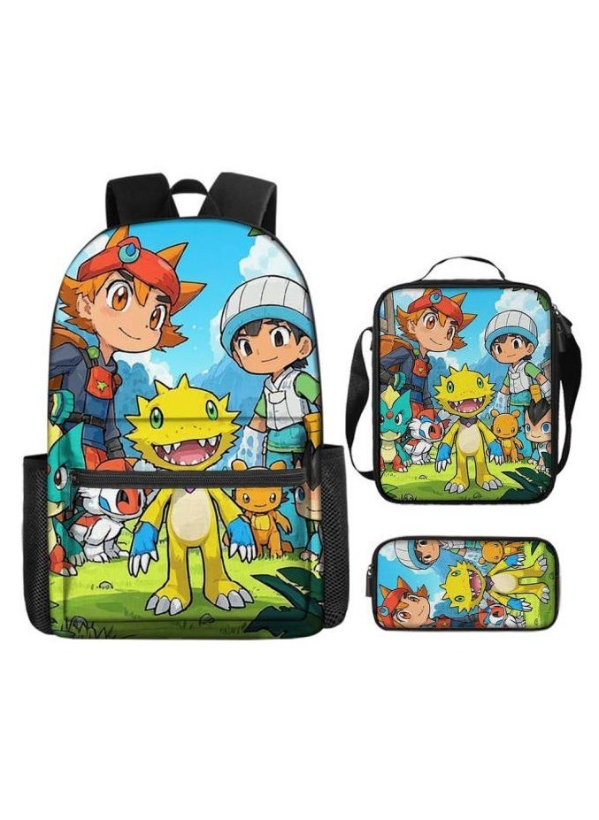 Cartoon three-piece schoolbag with zipper - 469