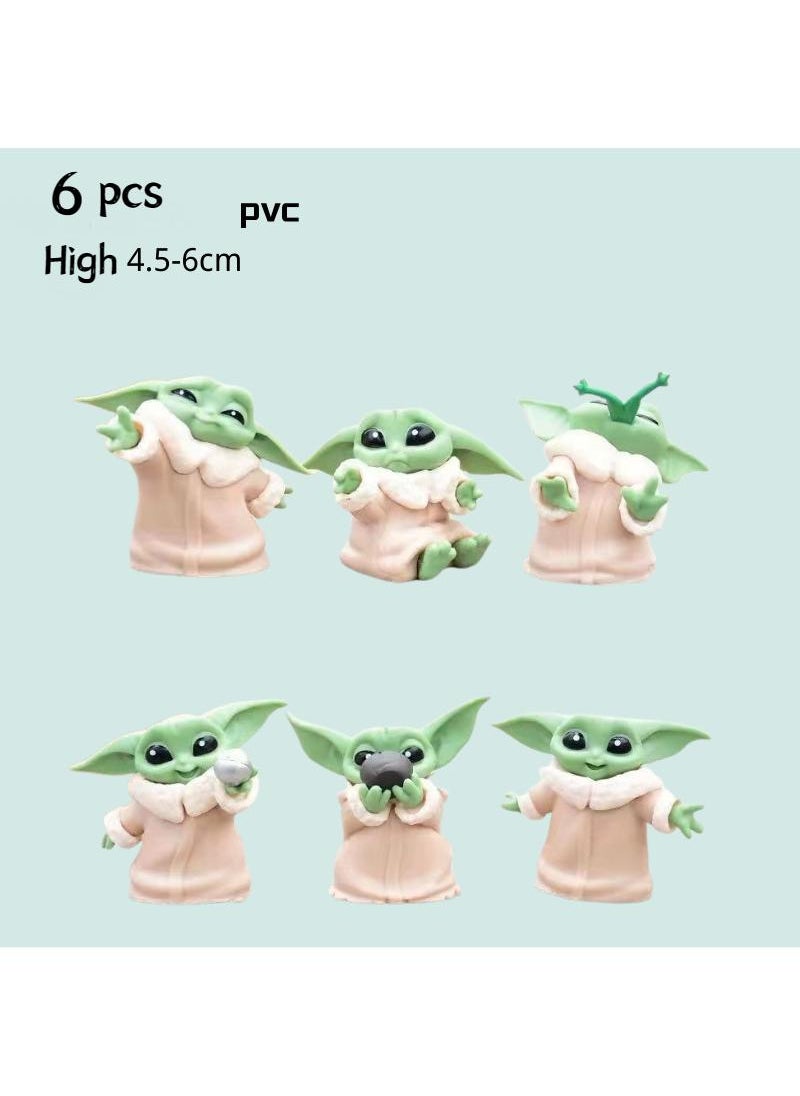 6-Piece Yoda Baby Figurines Model Toys Cake Decoration Doll Toys Multicolour