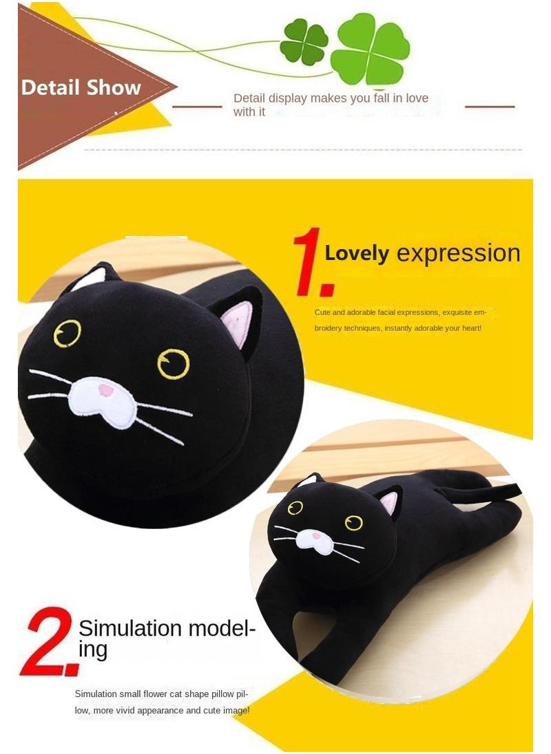 Stuffed Kneeling Cat Plush Pillow Toys Black 50cm