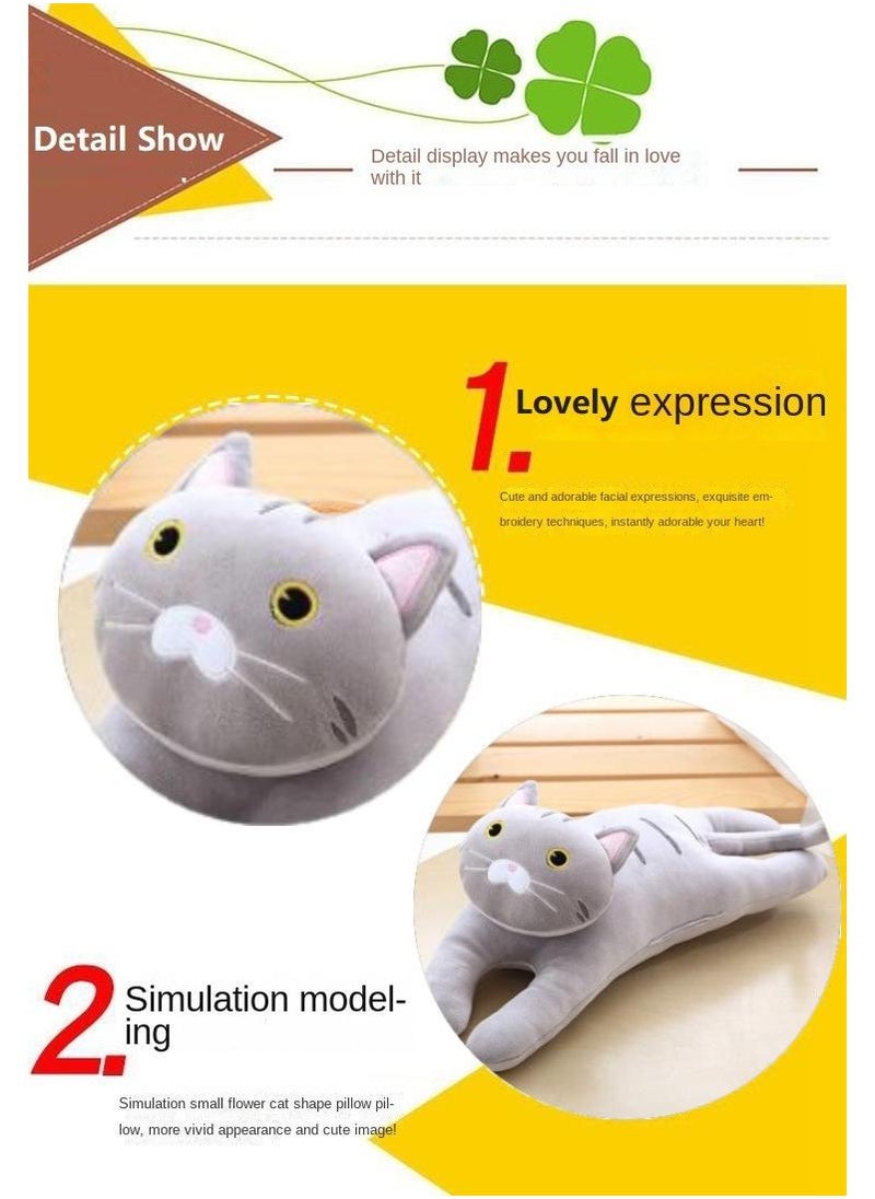 Stuffed Kneeling Cat Plush Pillow Toys Grey 50cm