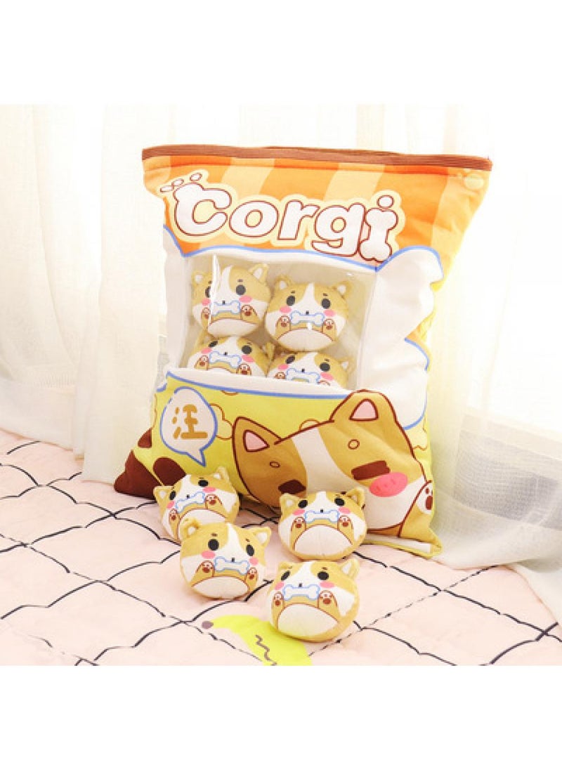 Lovely Snack Pillow Stuffed Animal Toys Pudding Decorative Removable Corgi Dolls Creative Toy Gifts For Teens Girls Kids