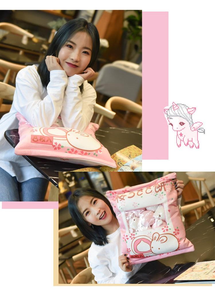 Lovely Snack Pillow Stuffed Animal Toys Pudding Decorative Removable Rabbit Dolls Creative Toy Gifts For Teens Girls Kids