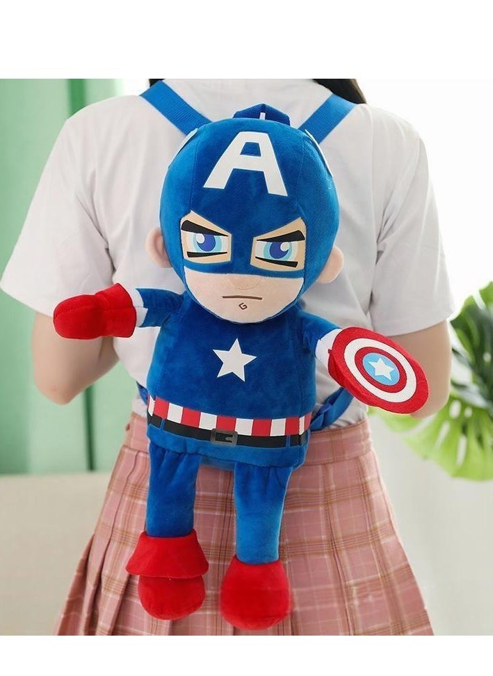 Avengers Captain America Children's Plush Backpack Kindergarten Backpack Plush Shoulder Bag Gift For Kids 40cm