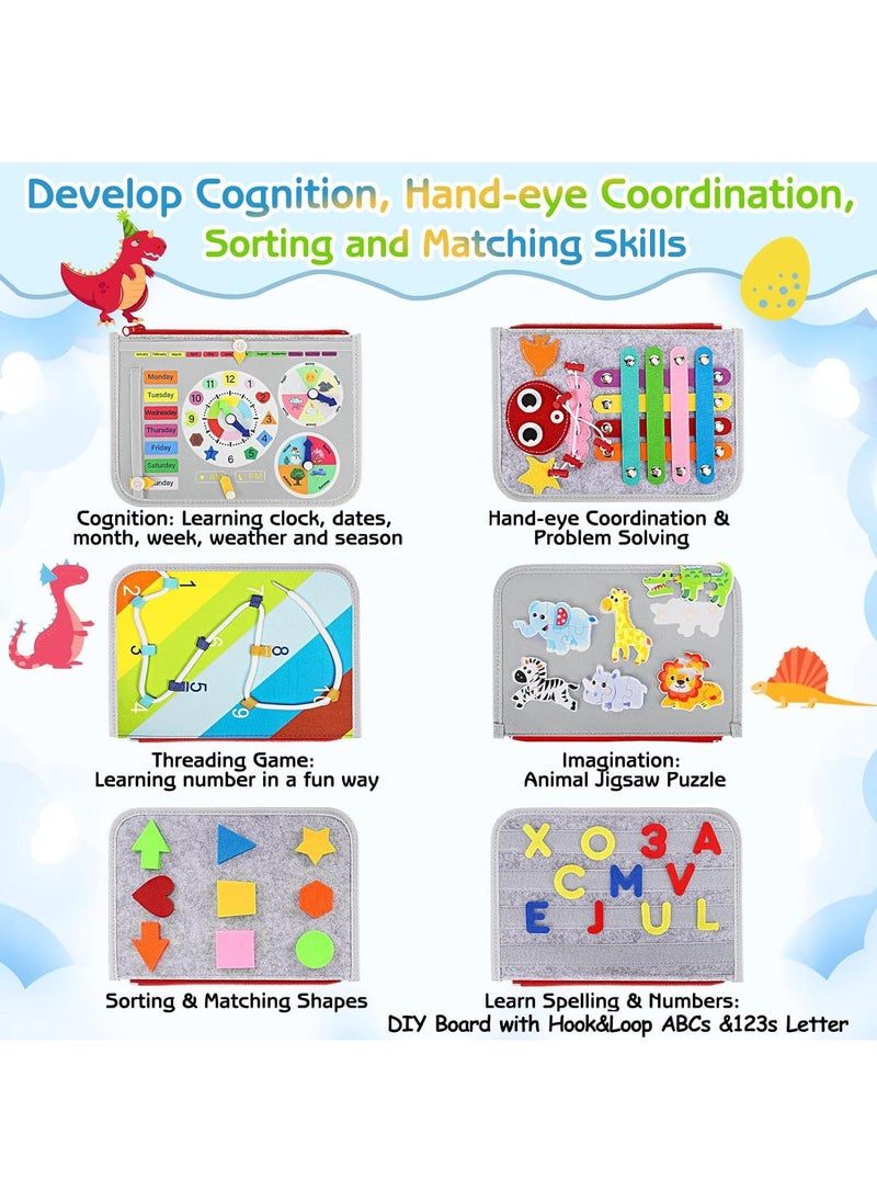 Busy Board Toys For Kids Toddler Sensory Toys Felt Activity Board For Boys And Girls Preschool Educational Learning Toy Gift For 2-4 Years Old Children Travel Toy For Airplane Or Car