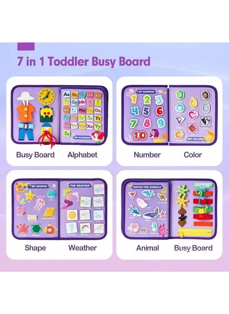 Busy Board Toys For Kids Toddler Sensory Toys Felt Activity Board For Boys And Girls Preschool Educational Learning Toy Gift For 2-4 Years Old Children Travel Toy For Airplane Or Car