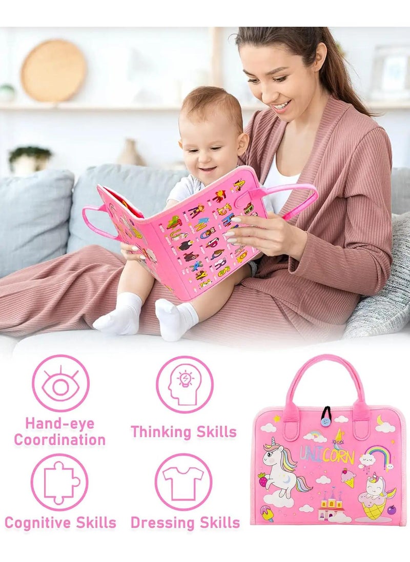 Busy Board Toys For Kids Toddler Sensory Toys Felt Activity Board For Boys And Girls Preschool Educational Learning Toy Gift For 2-4 Years Old Children Travel Toy For Airplane Or Car