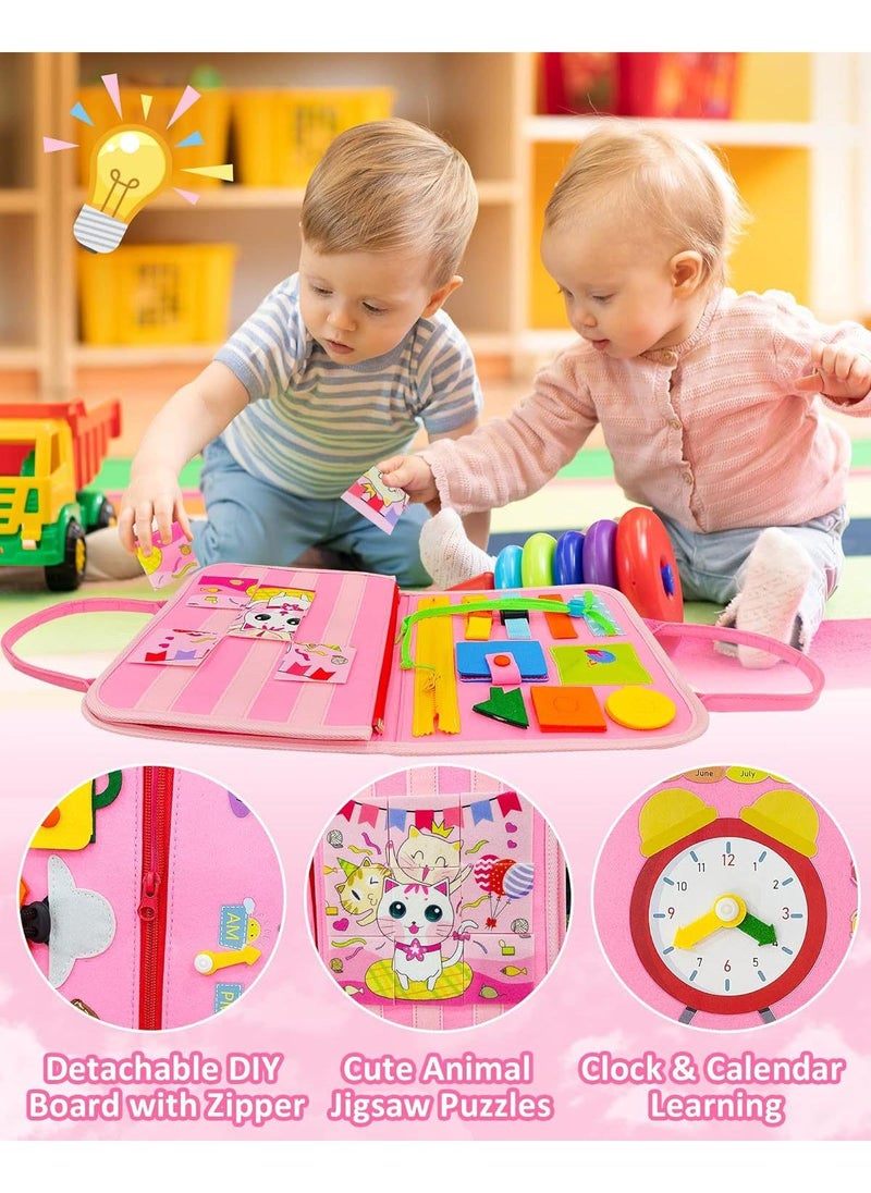 Busy Board Toys For Kids Toddler Sensory Toys Felt Activity Board For Boys And Girls Preschool Educational Learning Toy Gift For 2-4 Years Old Children Travel Toy For Airplane Or Car