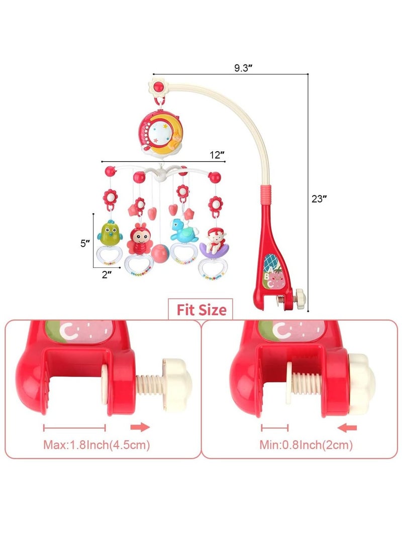 Baby Musical Mobile Crib with Timing Function Projector Lights and Rattle,Remote Control Music Box for Newborn Boy Girl Toddles Sleep