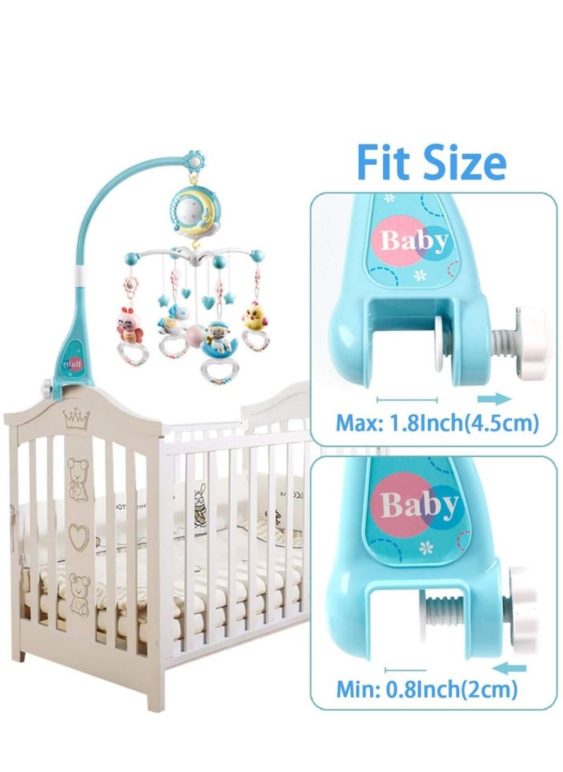 Baby Musical Mobile Crib with Timing Function Projector Lights and Rattle,Remote Control Music Box for Newborn Boy Girl Toddles Sleep