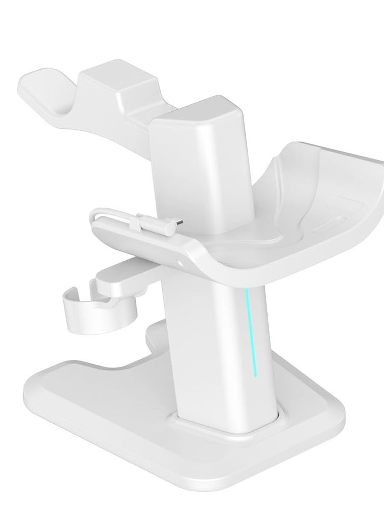 For Meta Quest 3 Headset Charging Dock, VR Display Stand Accessories Compatible With Meta Quest 3 VR Headset And Touch Controllers, Station Holder Base With LED Light, White