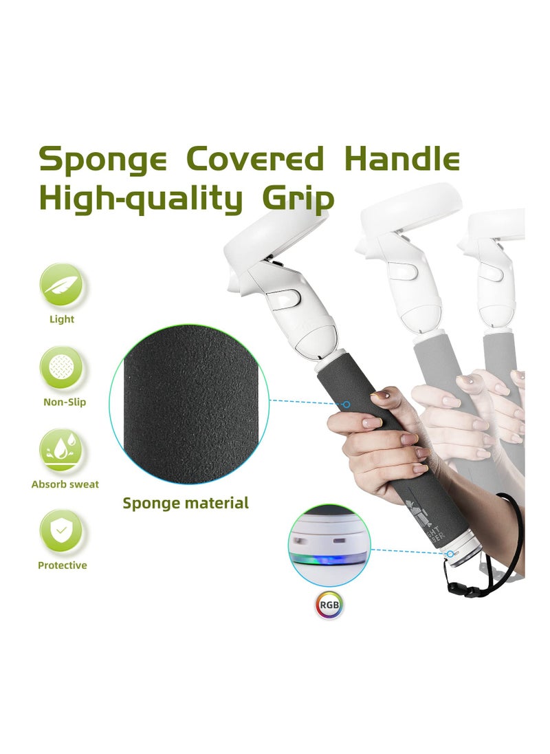 Hibloks Extension Grips for Oculus/META Quest 2 Accessories, 3 in 1 Extension Handle for Quest 2 Controllers, Accessory for Beat Saber/Gorilla Tag Long Arms/Gamepad