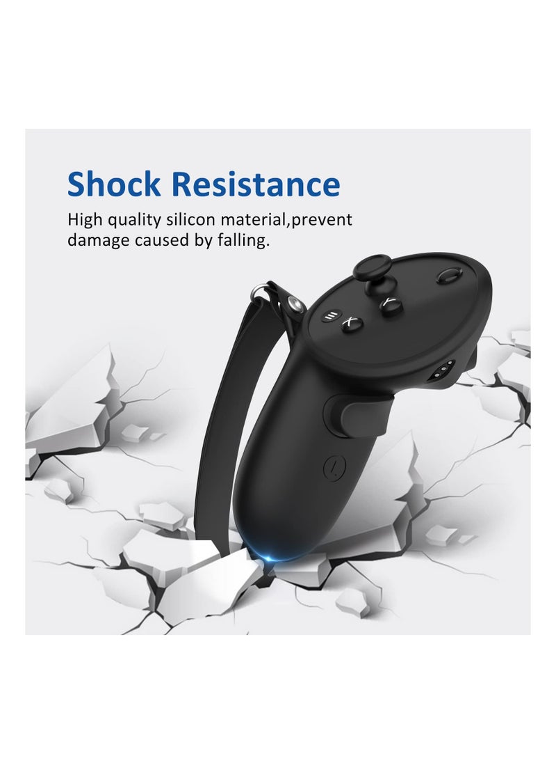 Compatible with Meta Quest Pro Accessories, Meta Quest Pro Controller Grips Cover Protector, Silicone Grip Cover Protector for Oculus Quest Touch Pro Controllers, with Knuckle Straps