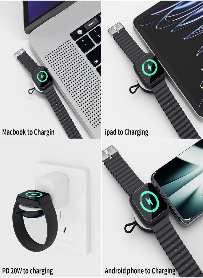 USB-C Charger for Apple Watch, Portable Wireless Magnetic Fast Charging Compatible with Apple iWatch Ultra/Series 8/7/6/5/4/3/SE Travel Pod Charger, Cordless Travel Charger Keychain