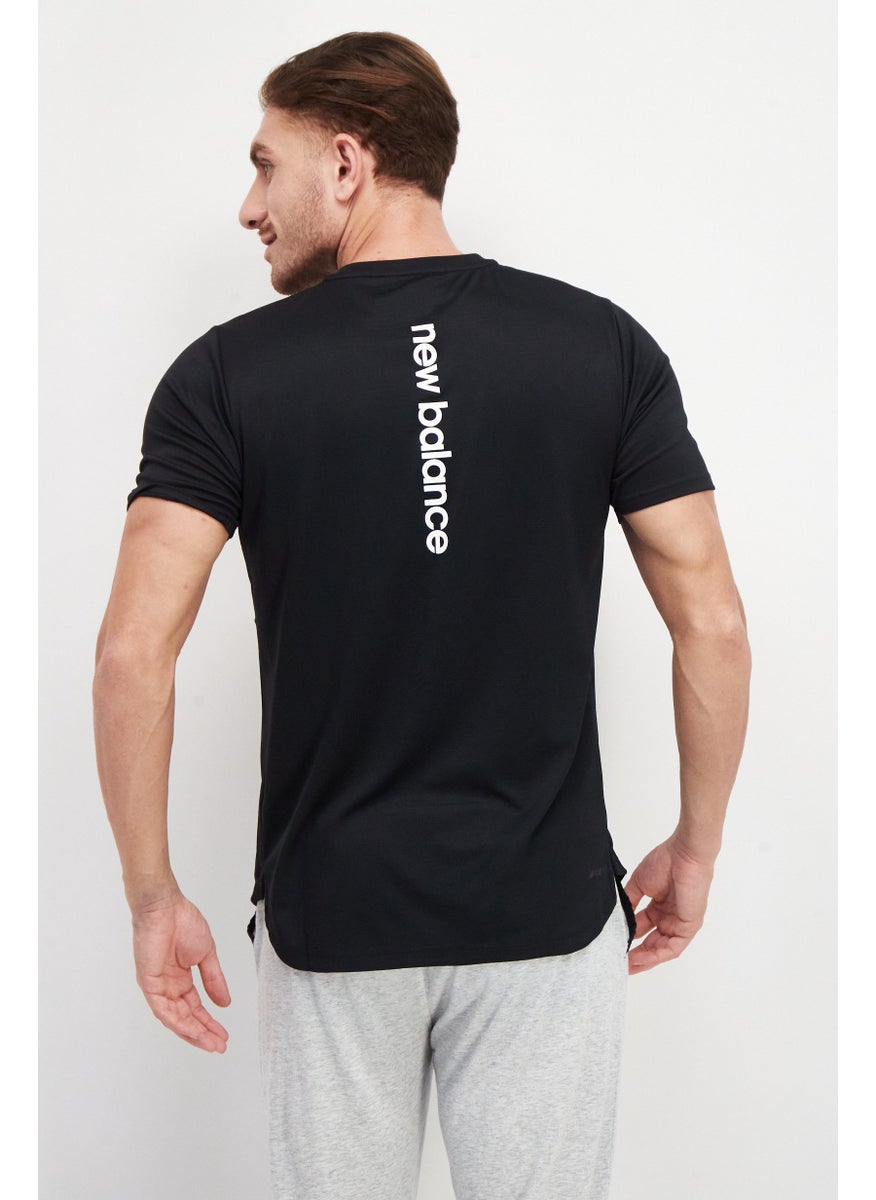 Men Sportswear Fit Short Sleeves Running T-Shirt, Black