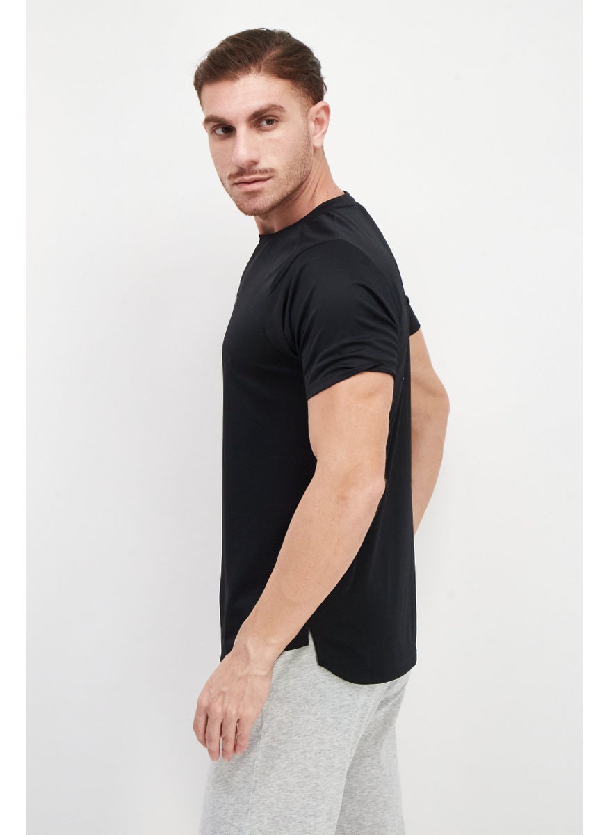 Men Sportswear Fit Short Sleeves Running T-Shirt, Black